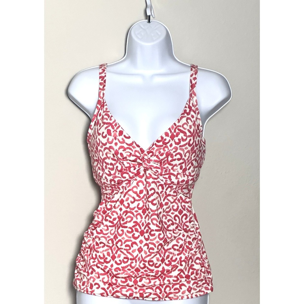 Tommy Bahama Women's Tankini Top Size M Pink White Swimsuit Top